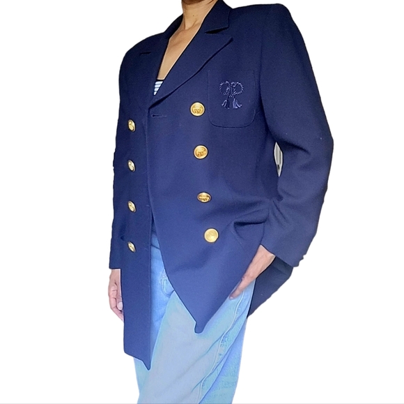Christain Dior Jackets & Blazers - Vintage Christian Dior Double Breasted Rope Embroidered Detail Blazer Navy Sz 10